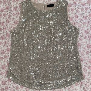 Top Shimmering sleeveless Gold sequins top, blouse, size L